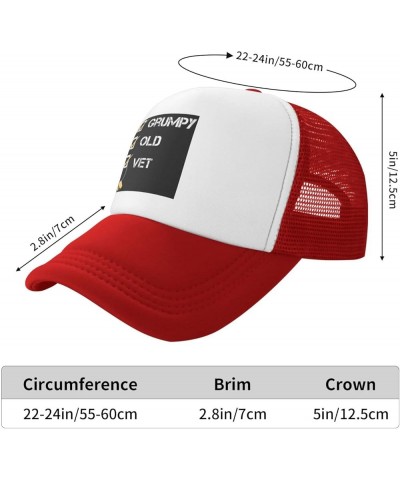 Grumpy Old Vet Grumpy Vet Unisex Baseball Cap Vintage Men Women Low Profile Trucker Hats Adjustable Black Red $10.32 Baseball...