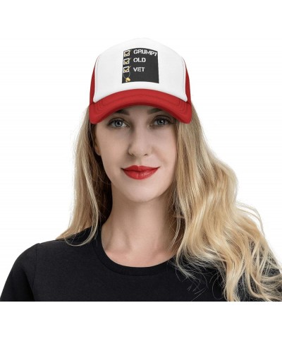 Grumpy Old Vet Grumpy Vet Unisex Baseball Cap Vintage Men Women Low Profile Trucker Hats Adjustable Black Red $10.32 Baseball...