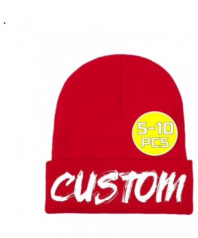 Custom Beanie Hats for Men Add Your Photo Text Name Unisex Custom Beanie Hat Winter Warm Hat Cool Hat A-red $8.94 Skullies & ...