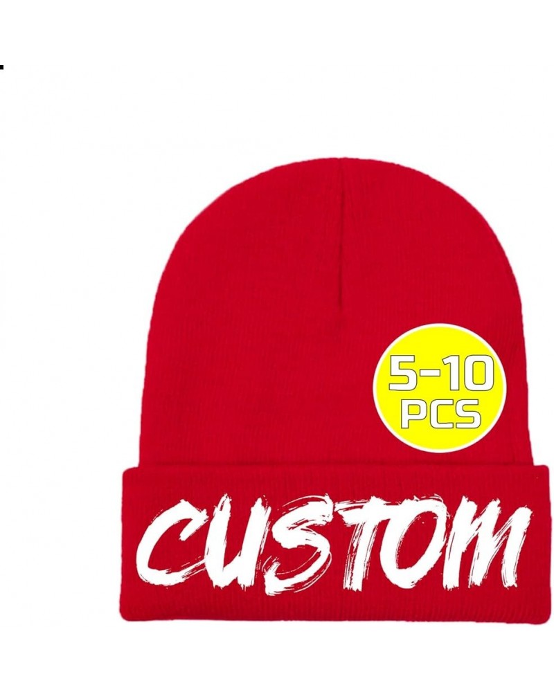 Custom Beanie Hats for Men Add Your Photo Text Name Unisex Custom Beanie Hat Winter Warm Hat Cool Hat A-red $8.94 Skullies & ...