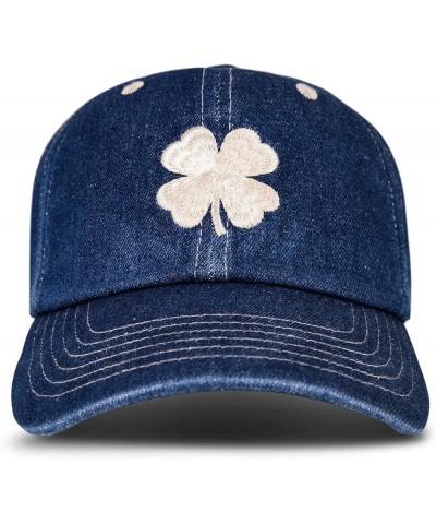 Cotton Embroidered Baseball Cap with Adjustable Straps for Men and Women (One Size Fits Most) Lucky Clover - Light Denim $11....