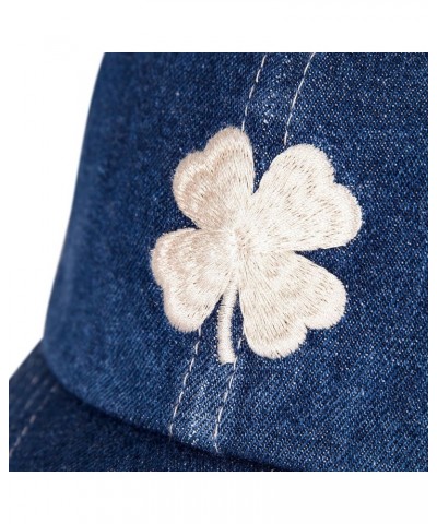 Cotton Embroidered Baseball Cap with Adjustable Straps for Men and Women (One Size Fits Most) Lucky Clover - Light Denim $11....