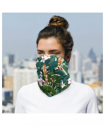 Tropical Leaves Giraffe Flower Neck Gaiter Face Mask Bandana Balaclava Cooling Breathable Face Cover UV Protection Magic Scar...