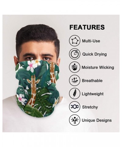 Tropical Leaves Giraffe Flower Neck Gaiter Face Mask Bandana Balaclava Cooling Breathable Face Cover UV Protection Magic Scar...