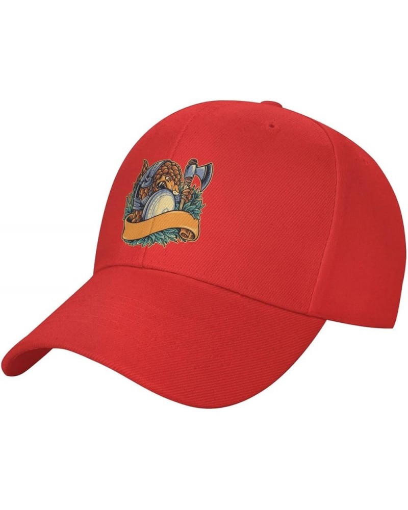 Animal Pangolin Warrior Baseball Cap for Men Women Classic Adjustable Golf Dad Hat Red $13.28 Baseball Caps