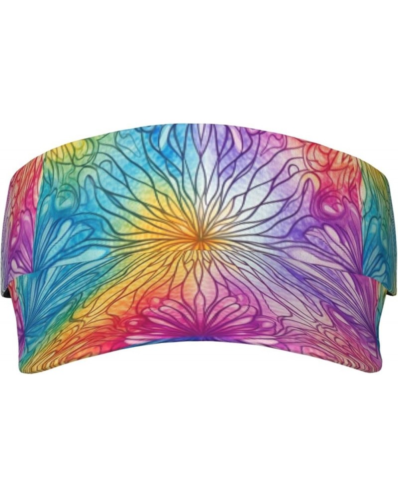 Sport Sun Visor Hats Adjustable Empty Top Baseball Cap Outdoor Patriotic Ball Caps for Women and Men Tie Dye8) $9.52 Visors