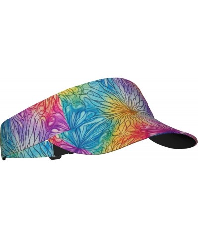 Sport Sun Visor Hats Adjustable Empty Top Baseball Cap Outdoor Patriotic Ball Caps for Women and Men Tie Dye8) $9.52 Visors