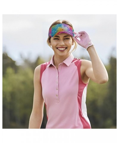 Sport Sun Visor Hats Adjustable Empty Top Baseball Cap Outdoor Patriotic Ball Caps for Women and Men Tie Dye8) $9.52 Visors