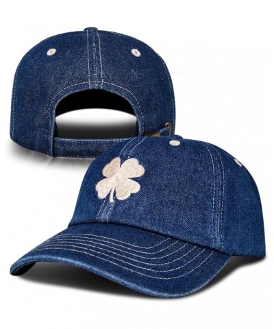 Cotton Embroidered Baseball Cap with Adjustable Straps for Men and Women (One Size Fits Most) Lucky Clover - Light Denim $11....