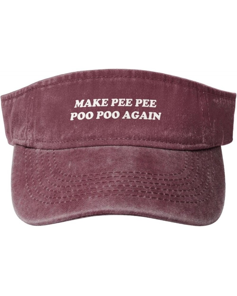 Make Pee Pee Poo Poo Again Sports Sun Visor Hat for Men Women,Empty Top Sun Hats Topless Cap,Black Red $12.25 Visors