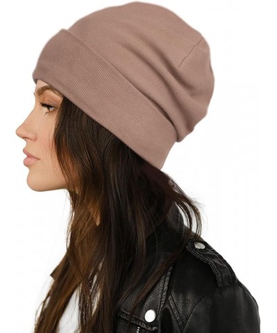 Satin Lined Skull Cap Slouchy Beanie Warm Knit Hat for Locs, Curls Light Brown $7.79 Skullies & Beanies