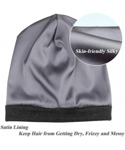 Satin Lined Skull Cap Slouchy Beanie Warm Knit Hat for Locs, Curls Light Brown $7.79 Skullies & Beanies