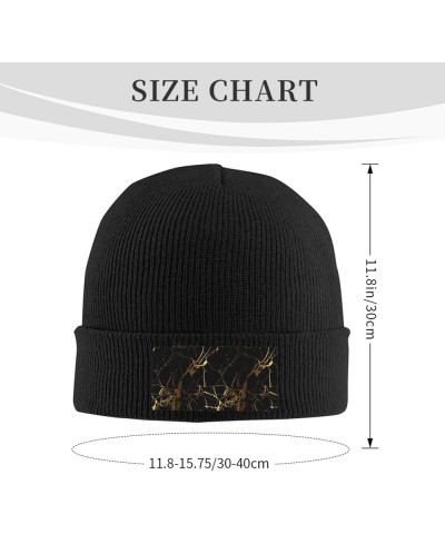 3D Stylish Gold Marbling Texture Print Casual Beanie Women Men Knit Hat Warm Winter Beanies Cap Fashion Cuffed Beanie Black $...