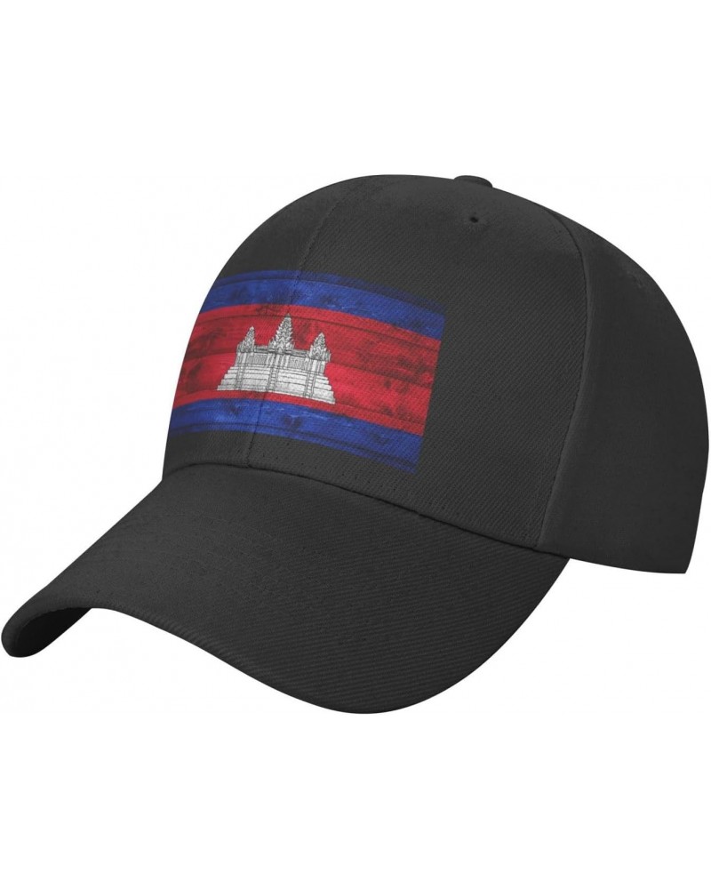 Classics Baseball Cap Cambodia Flag Caps Adjustable for Women Men Black $13.92 Baseball Caps