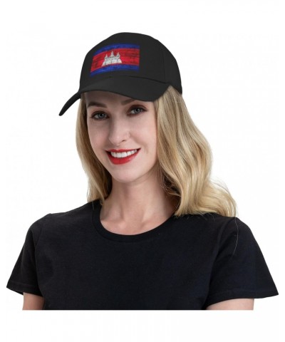 Classics Baseball Cap Cambodia Flag Caps Adjustable for Women Men Black $13.92 Baseball Caps