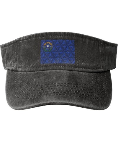 Polygon Effect of Flag of Nevada Sun Visor Hats for Women Men Adjustable Cotton Sun Hat Golf Cap Black $9.79 Visors