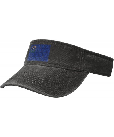 Polygon Effect of Flag of Nevada Sun Visor Hats for Women Men Adjustable Cotton Sun Hat Golf Cap Black $9.79 Visors