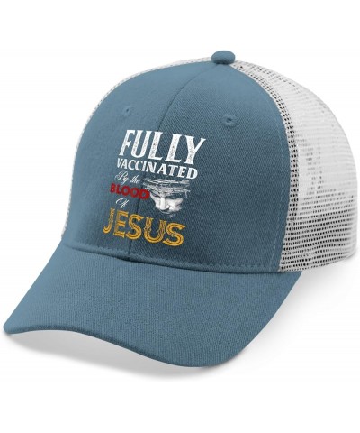 Fully Vaccinated by The Blood of Jesus Christ Hats Jesus Hat for Womens Mens AllBlack Sun Hat Cowboy Hat Skyblue $12.18 Sun Hats