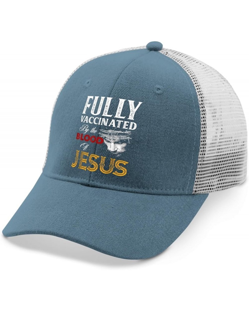 Fully Vaccinated by The Blood of Jesus Christ Hats Jesus Hat for Womens Mens AllBlack Sun Hat Cowboy Hat Skyblue $12.18 Sun Hats