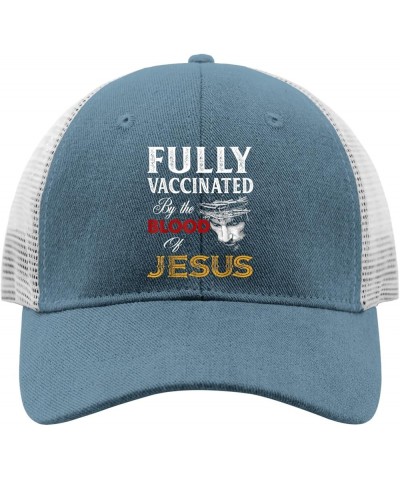 Fully Vaccinated by The Blood of Jesus Christ Hats Jesus Hat for Womens Mens AllBlack Sun Hat Cowboy Hat Skyblue $12.18 Sun Hats