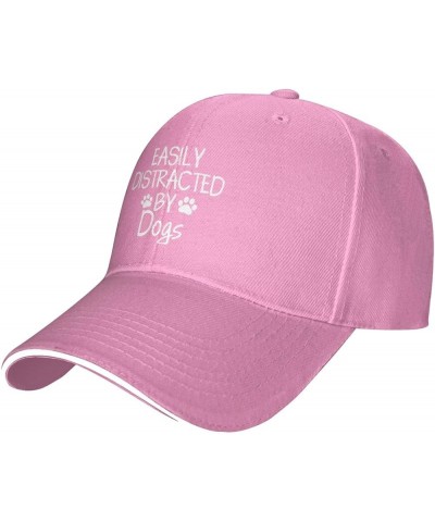 Women's and Men's Baseball Caps Easily Distracted by Dogs Original Dad Hat Adjustable Casquette Cap Pink $10.65 Baseball Caps