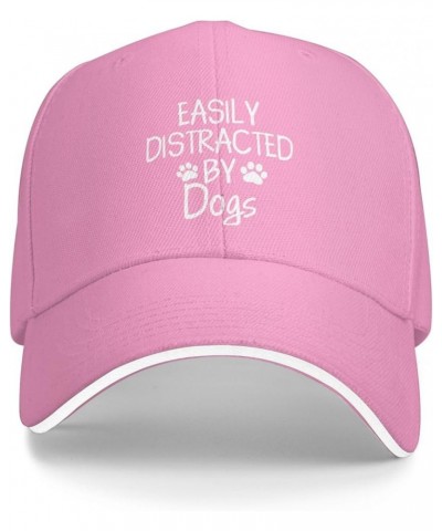 Women's and Men's Baseball Caps Easily Distracted by Dogs Original Dad Hat Adjustable Casquette Cap Pink $10.65 Baseball Caps