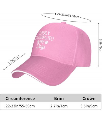 Women's and Men's Baseball Caps Easily Distracted by Dogs Original Dad Hat Adjustable Casquette Cap Pink $10.65 Baseball Caps