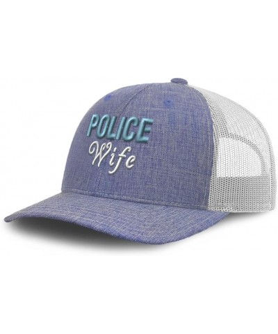 Trucker Baseball Cap Police Wife Cotton Dad Hats for Men & Women Heather Blue White $11.34 Baseball Caps