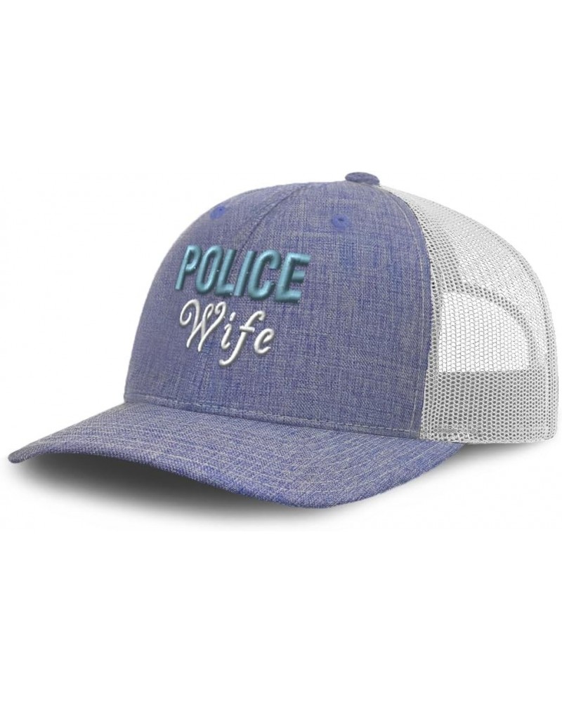 Trucker Baseball Cap Police Wife Cotton Dad Hats for Men & Women Heather Blue White $11.34 Baseball Caps