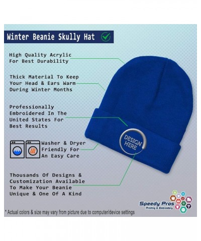 Custom Beanies for Men Scuba Diving Instructor B Embroidery Winter Hats for Women Acrylic Skull Cap 1 Size Royal Blue Persona...