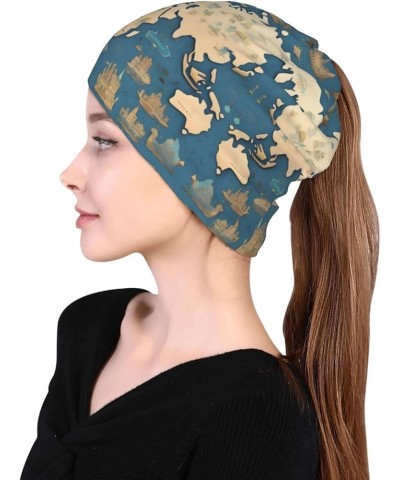 Lightweight Beanies Hats,Multifunctional and Stylish Unisex Slouchy Cap for Outdoors,Yin Yang Pattern Print World Map $12.81 ...