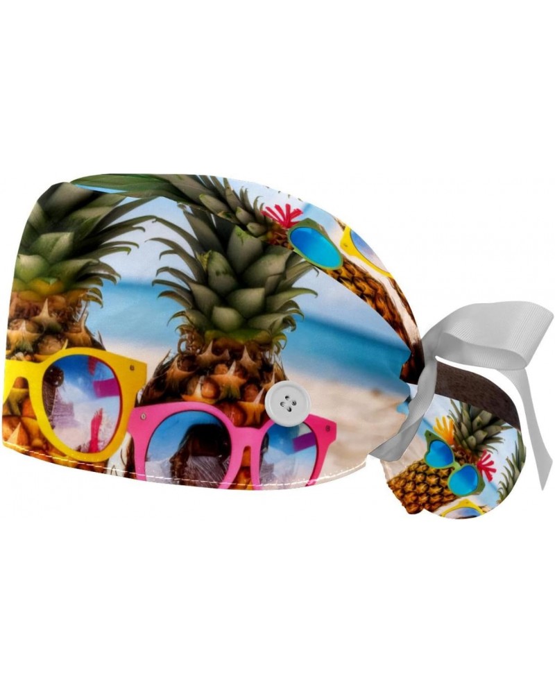 2-Pc Gourd Shaped Working Cap,Fisherman Hat with Buttons and Cotton Sweatband,Beach Sea Funny Pineapple $12.48 Skullies & Bea...