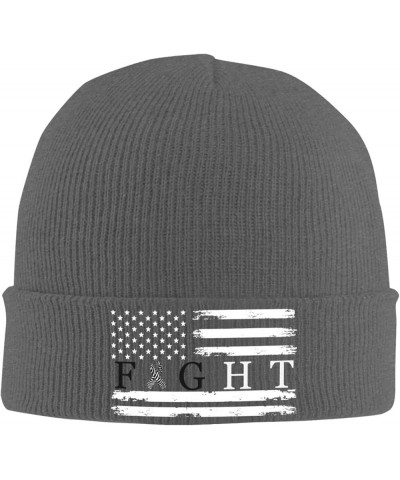 Fight Carcinoid Cancer Survivor USA Flag Winter Warm Knit Hat - Soft Beanie Cap Black Deep Heather $11.51 Skullies & Beanies