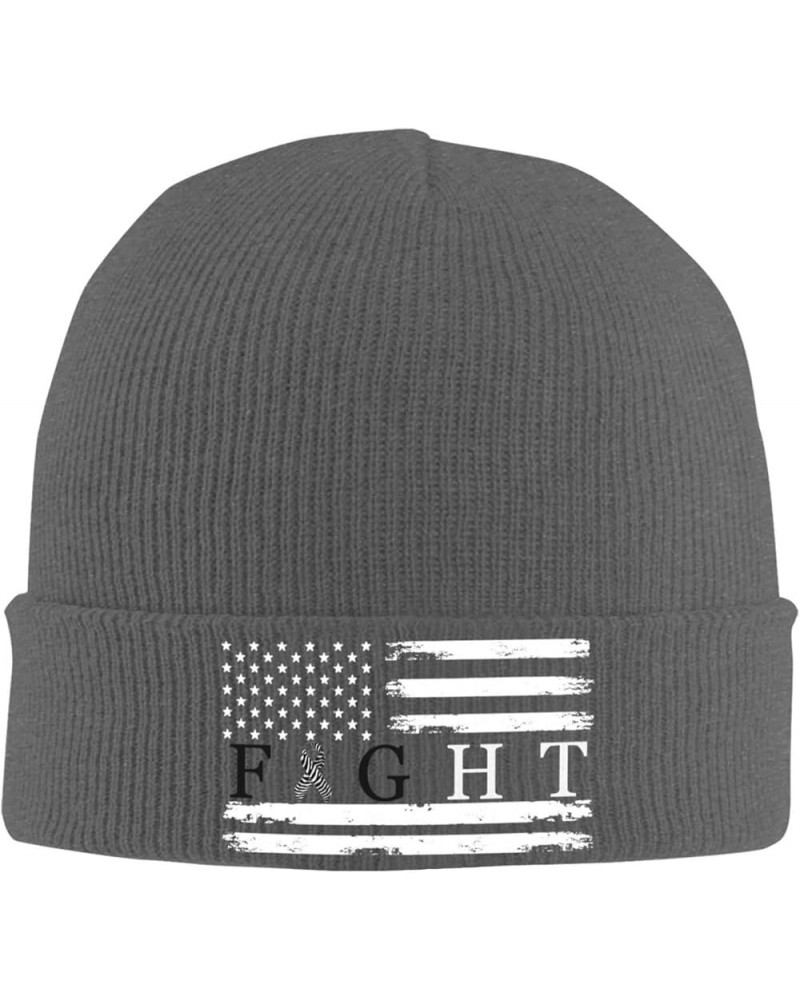 Fight Carcinoid Cancer Survivor USA Flag Winter Warm Knit Hat - Soft Beanie Cap Black Deep Heather $11.51 Skullies & Beanies