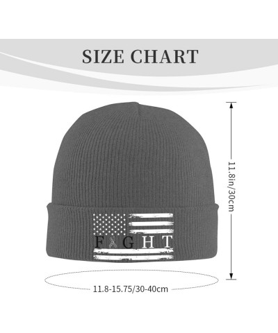 Fight Carcinoid Cancer Survivor USA Flag Winter Warm Knit Hat - Soft Beanie Cap Black Deep Heather $11.51 Skullies & Beanies