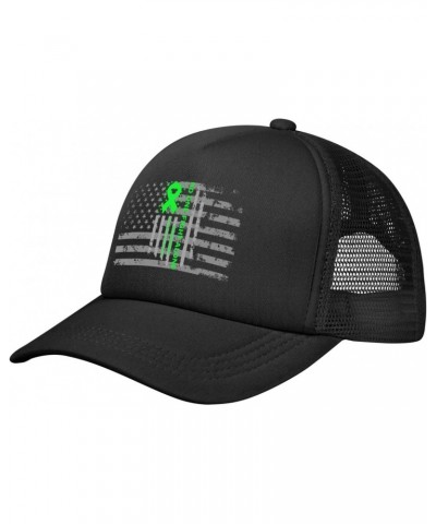 Klinefelter Syndrome Awareness America Flag Green Ribbon Baseball Cap Adjustable Casual Mesh Hats Duck Tongue Hat for Men Wom...