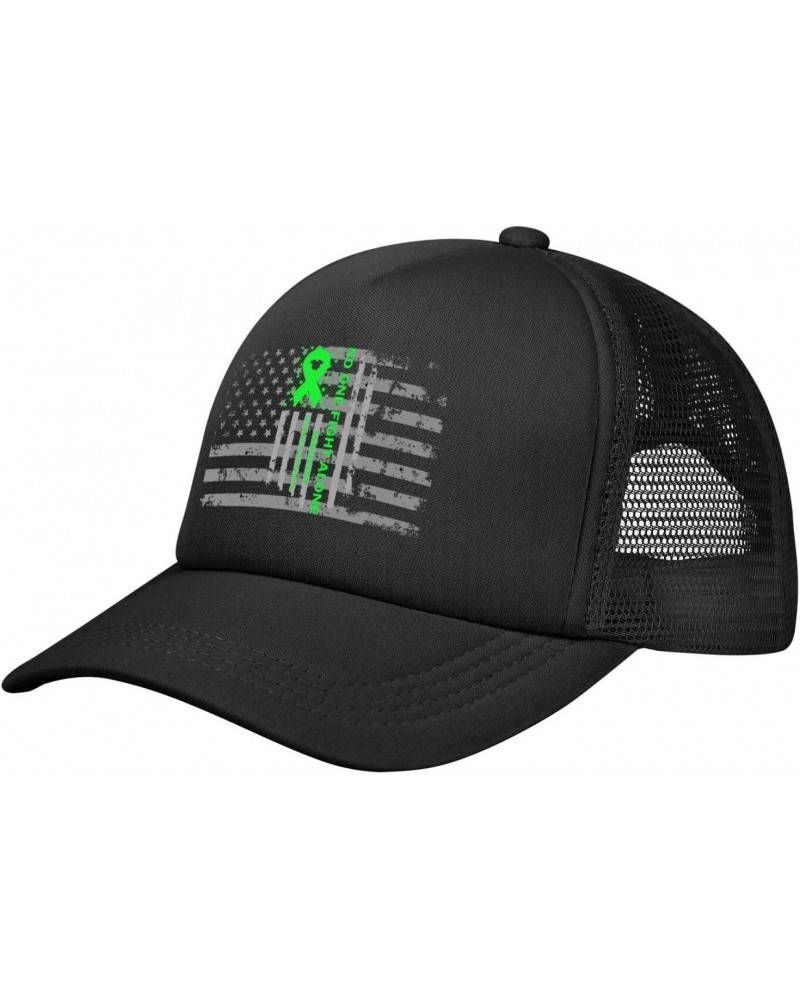 Klinefelter Syndrome Awareness America Flag Green Ribbon Baseball Cap Adjustable Casual Mesh Hats Duck Tongue Hat for Men Wom...