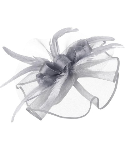 Fascinator Hat, Fascinators Hats for Womens Kentucky Derby Hat Wedding Headpiece Feather Mesh Hair Clip Grey $8.68 Sun Hats