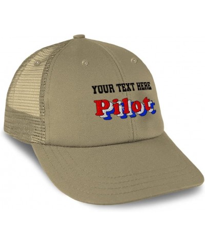 Custom Custom Trucker Hat Baseball Cap Pilot Aviation Cotton Aviator Dad Hats for Men & Women Khaki Personalized Text Here $1...