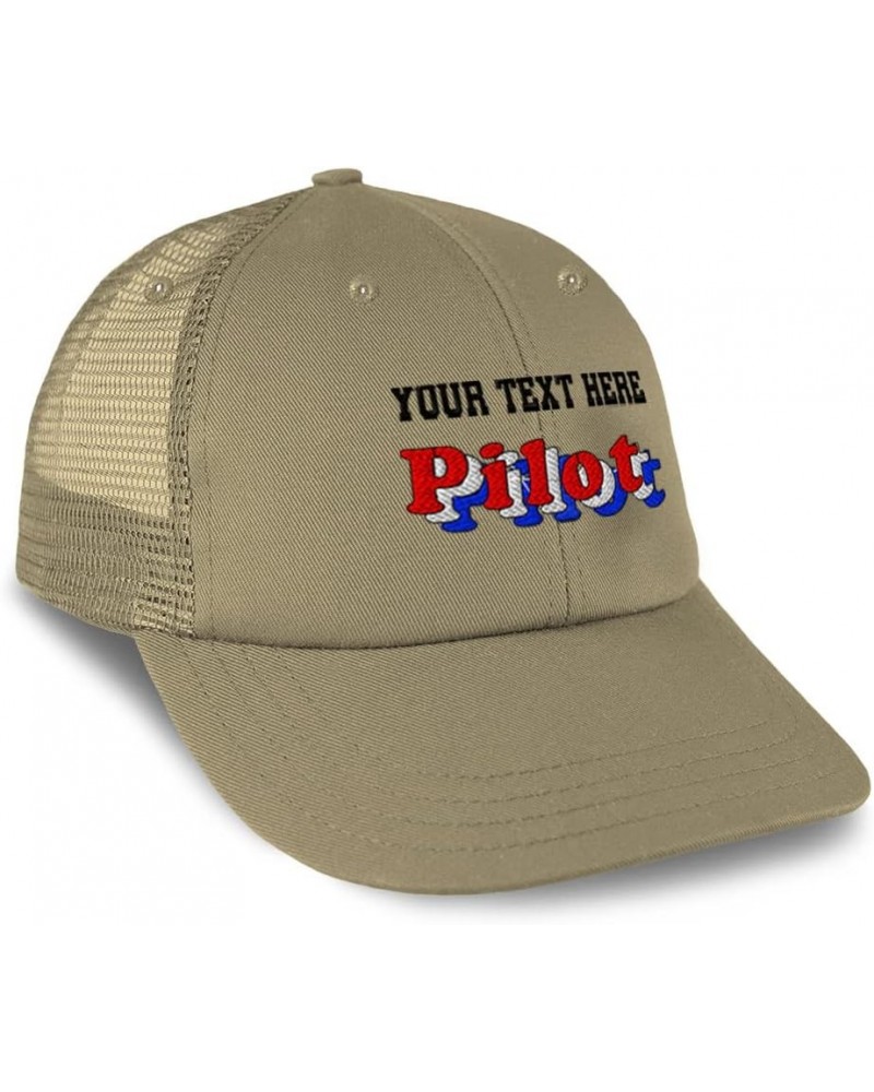 Custom Custom Trucker Hat Baseball Cap Pilot Aviation Cotton Aviator Dad Hats for Men & Women Khaki Personalized Text Here $1...