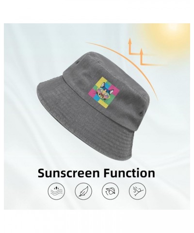 Artistic Portrait Cat Bucket Hat for Men Women Outdoor Washed Cotton Sun Hats Travel Beach Hat Gray $10.76 Bucket Hats