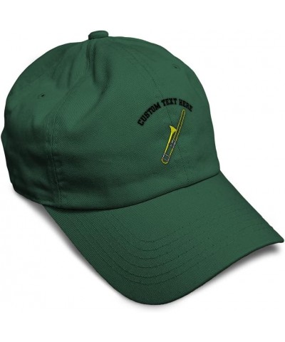 Soft Baseball Cap Trombone Embroidery General Music Trombone Twill Cotton Dad Hats for Men & Women Forest Green Personalized ...