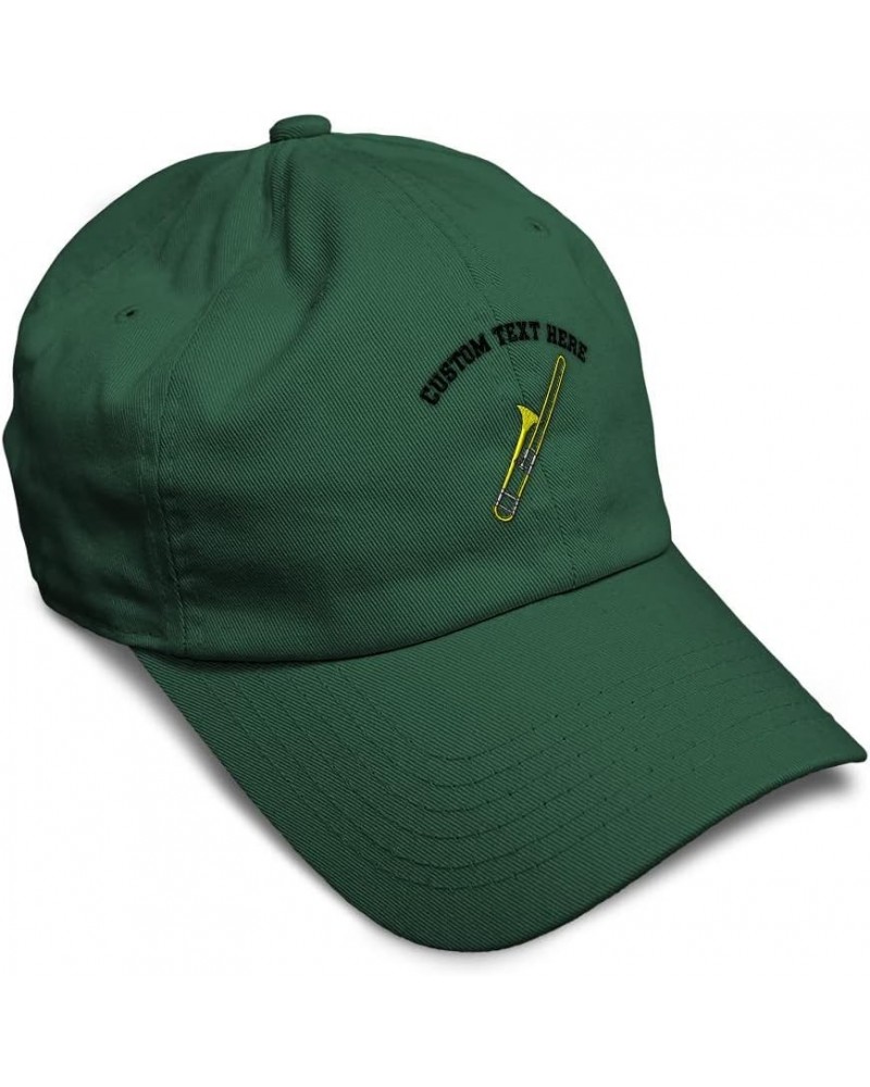 Soft Baseball Cap Trombone Embroidery General Music Trombone Twill Cotton Dad Hats for Men & Women Forest Green Personalized ...