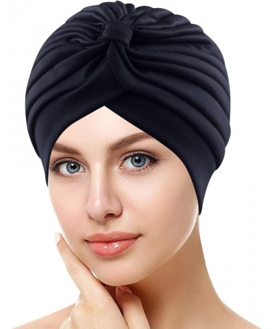 Ladies Fall Head Scarf Womens Large Elastic Solid Comfort Flat Hat Monochrome Fashion Headband Hat Womens Hat Navy One Size $...