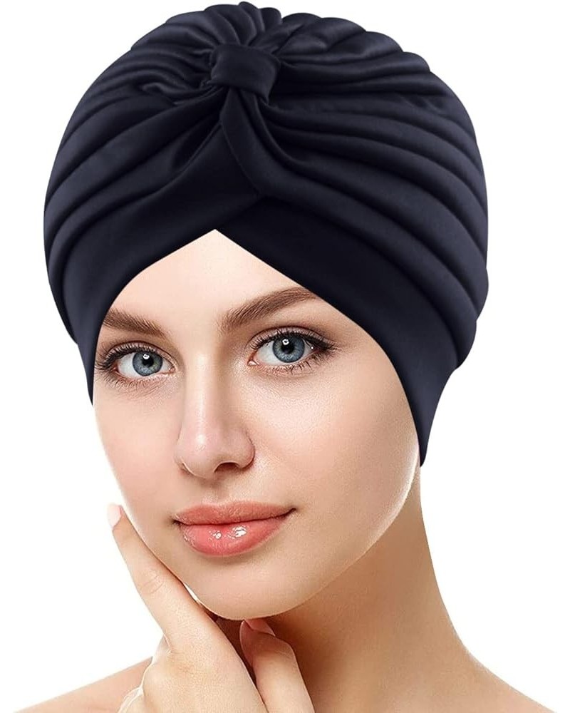 Ladies Fall Head Scarf Womens Large Elastic Solid Comfort Flat Hat Monochrome Fashion Headband Hat Womens Hat Navy One Size $...