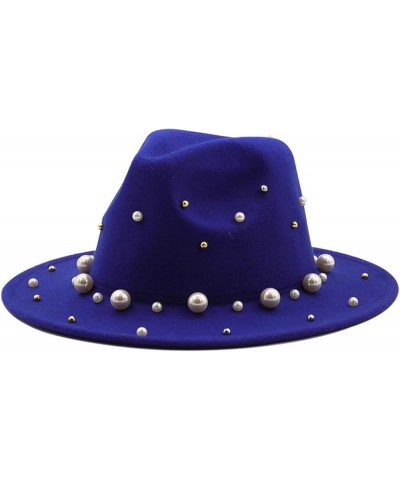 Spring Autumn Women Wide Brim Wool Felt Top Hat Pearl Accessories Jazz Party Wedding Fedora Hats Red $13.20 Fedoras