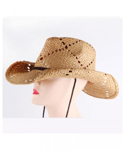 Men & Womens Straw Beach Sun Hat Packable Summer Cowboy Straw Hats with Wind Lanyard. Brown $16.27 Sun Hats