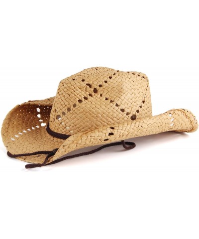 Men & Womens Straw Beach Sun Hat Packable Summer Cowboy Straw Hats with Wind Lanyard. Brown $16.27 Sun Hats