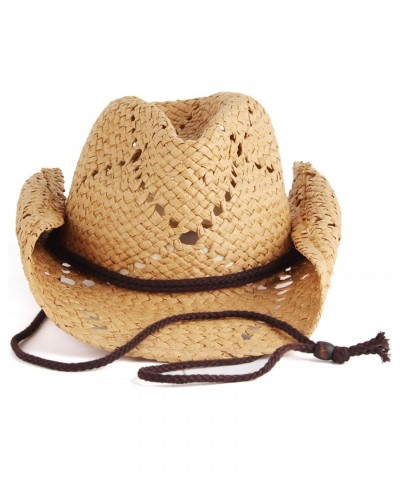 Men & Womens Straw Beach Sun Hat Packable Summer Cowboy Straw Hats with Wind Lanyard. Brown $16.27 Sun Hats