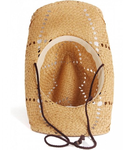 Men & Womens Straw Beach Sun Hat Packable Summer Cowboy Straw Hats with Wind Lanyard. Brown $16.27 Sun Hats